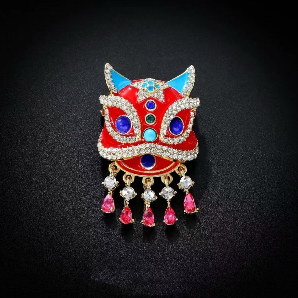 Vibrant Enamel Brooch with Rhinestones